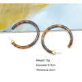 Custom fashion big size ear ring for women tortoiseshell large hoop earrings